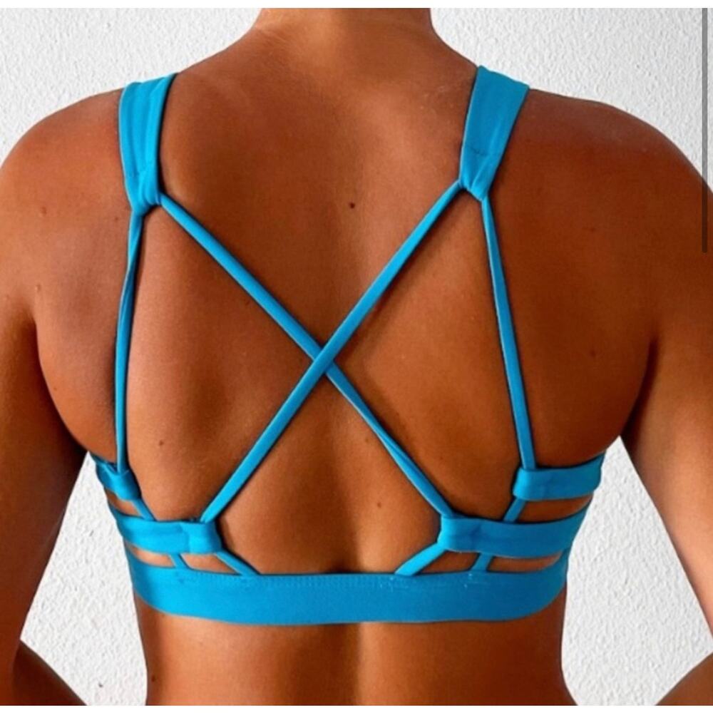 Aerie Women´s Athletic Chill Play Move Blue Fear Less Sport Bra Size S - Picture 3 of 8